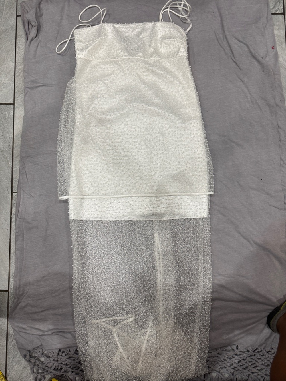 BHLDN White Pearl-Embellished Sheer Overlay Slip Dress - Picture 5 of 12